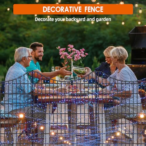 18 Panels No Dig Decorative Garden Fence with Gate, Rustproof Metal, 33in H I585