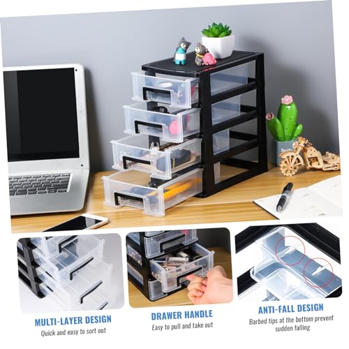 Angoily 4 Drawer Desk Organizer, Plastic Storage Box for Office and Bathroom D28845