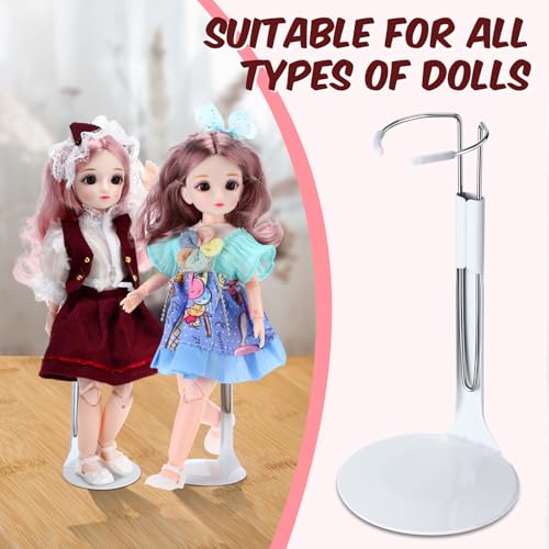 24 Pcs Adjustable Doll Stands for 8"-12" Action Figures (White, Silver) K3185