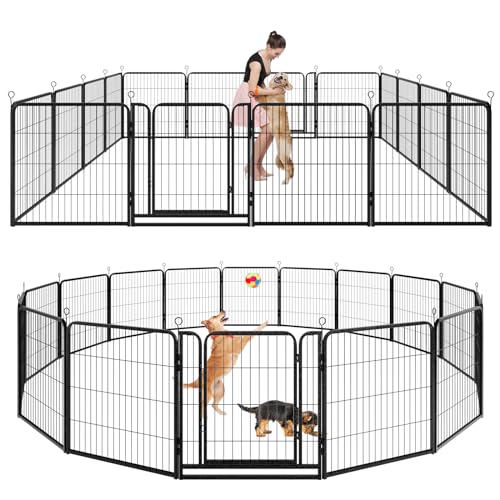 Dog Playpen Outdoor Extra Wide 12 Panels Heavy Duty 40" Height with Doors Portable G77703