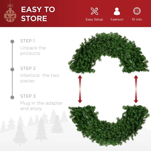 Best Choice Products 60in Pre-Lit Fir Christmas Wreath with 300 LED Lights E577048