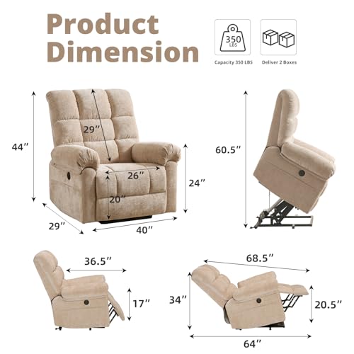 Oversized Power Lift Recliner Chair for Elderly with Massage and Heat T36815