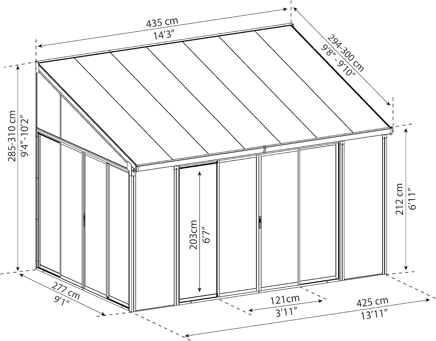 Palram Canopia SanRemo 10x14 Enclosed Patio Cover, White DIY Sunroom Kit, UV Protected Polycarbonate B9089