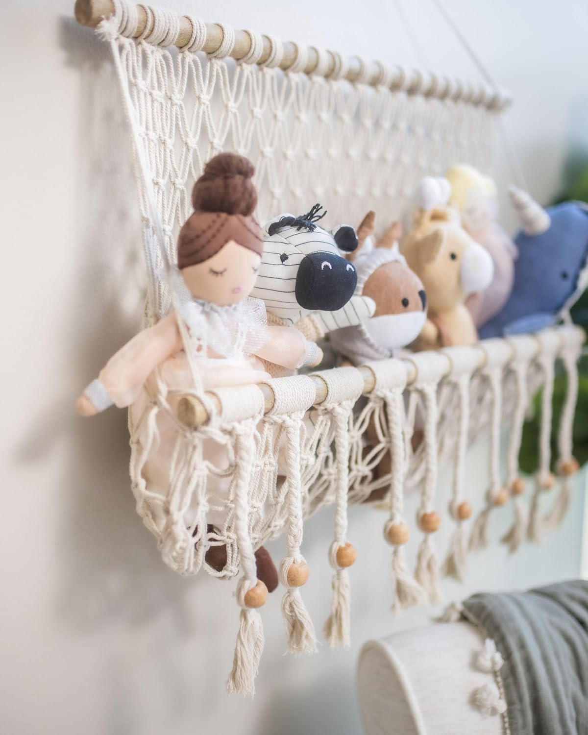 Crane Baby Willow Macrame Hanging Storage Bin for Nursery Z564