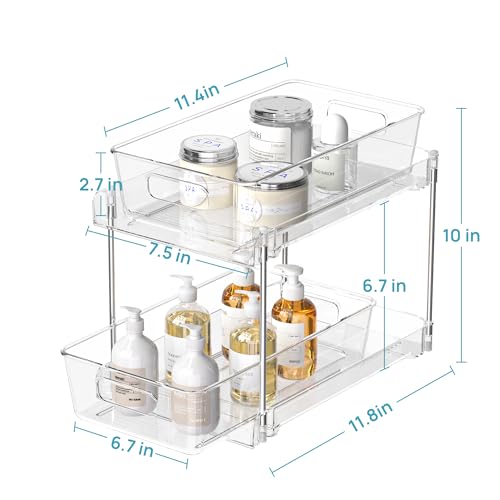 Vtopmart 4 Pack 2 Tier Clear Under Sink Organizer with Pull-Out Track E175