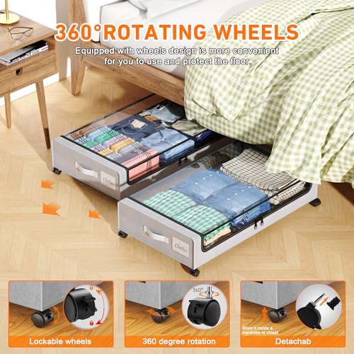 Under Bed Storage with Wheels, 2-Pack XXL 60L Metal Drawer, Black S2866