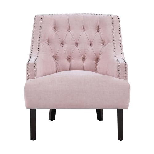 Lexicon Accent Chair Upholstered Armchair with Solid Wood Frame, Black Chenille P375592