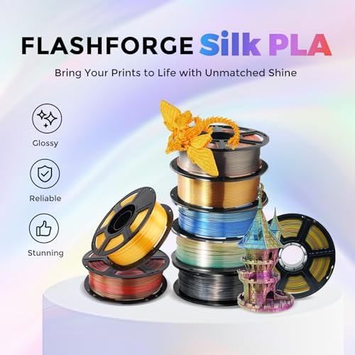 FLASHFORGE Silk PLA Filament 1.75mm, 1kg Spool V8381