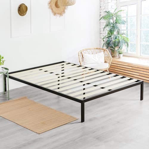 PrimaSleep 18 Inch Heavy Duty Steel Slat Bed Frame, Full, Black P73898
