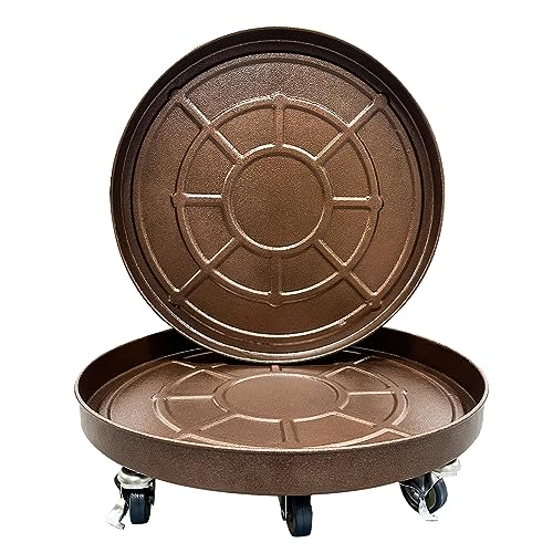 2 Pack Metal Plant Caddy with Wheels, Lockable Casters, Heavy Duty Q2424