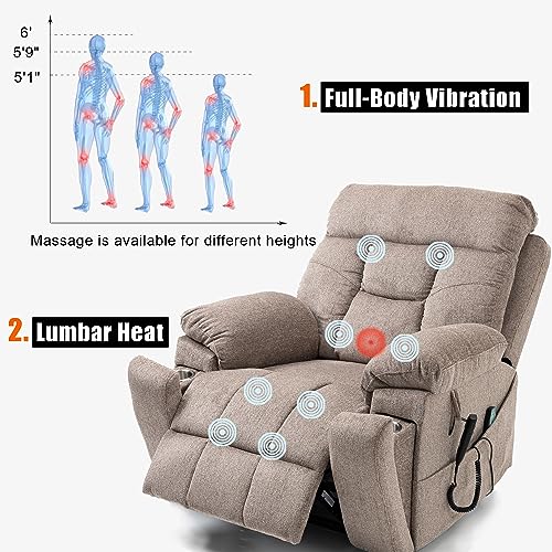 Power Lift Chair Recliner with Massage and Heat for Adults, Dual Motor H2507