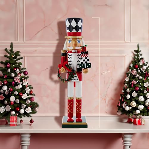 Kurt S. Adler 15-Inch Red White and Black Nutcracker with Gift Box P4422