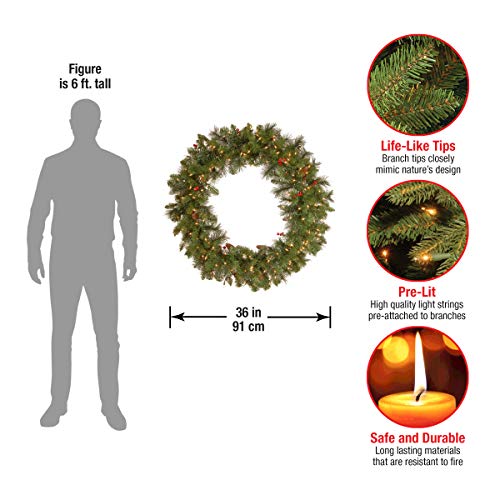 National Tree Company 30 in Pre-Lit Crestwood Spruce Artificial Christmas Wreath with Clear Lights G9281