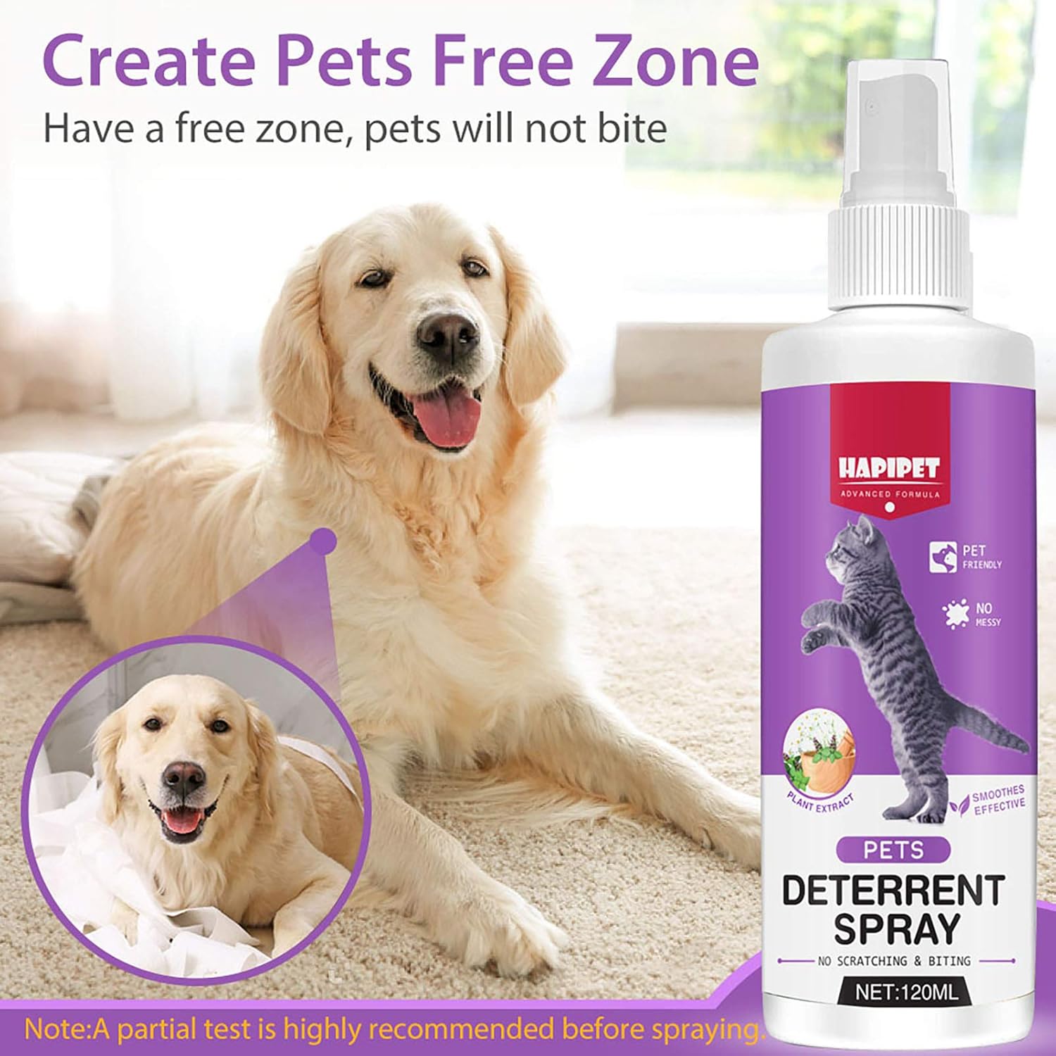 Cat Deterrent Spray, Natural Indoor & Outdoor Repellent for Pets L7893