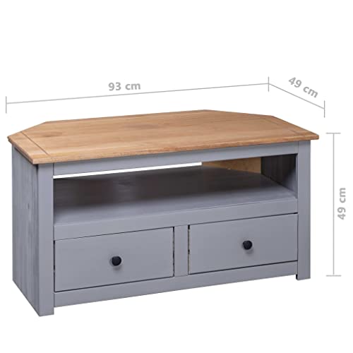 Corner TV Stand Gray Solid Pine with Drawers O2071