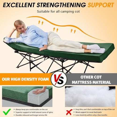 CYMULA Camping Cot Mattress 2in Memory Foam Sleeping Pad for Adults, Portable Roll Up Travel Pad R569502