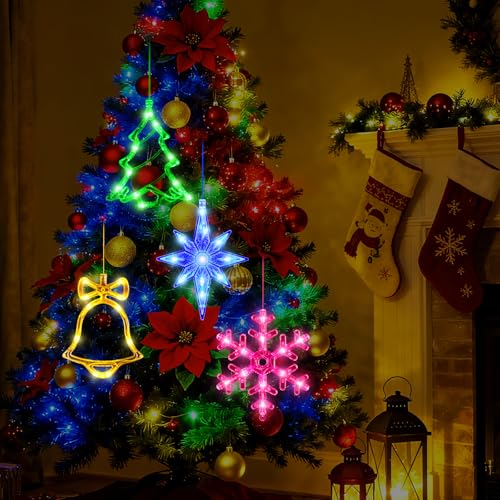5Pack Christmas Window Lights Snowflake LED with Timer Battery Powered U214