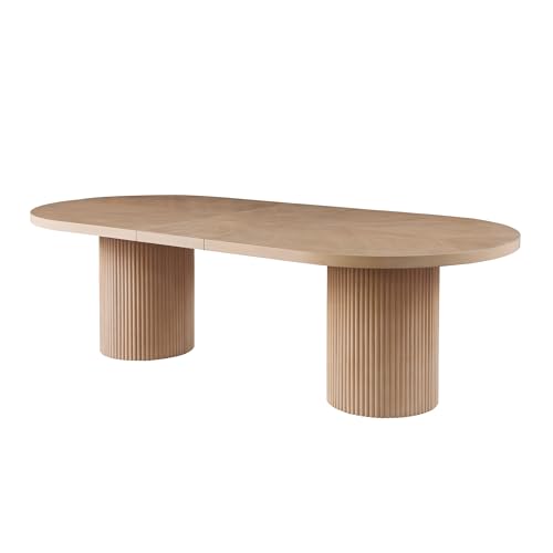 Master Furniture Dobby Mid-Century Modern Extendable Oval Wooden Dining Table, Black I260
