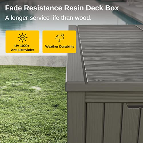 EAST OAK 60 Gallon Waterproof Outdoor Storage Box, Grey A4870