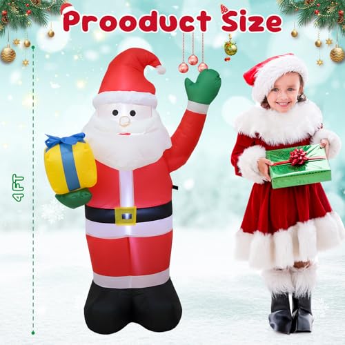 4 FT Christmas Snowman Inflatable with LED Lights Indoor Outdoor Decor E952