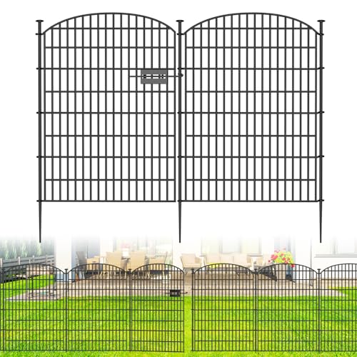 10 Panels No Dig Decorative Garden Fence, Rustproof Metal Dog Fence for Yard U518