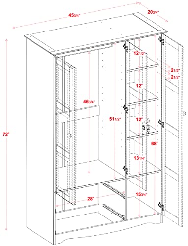 Palace Imports Solid Wood Grand Armoire Wardrobe Closet, Java A359437