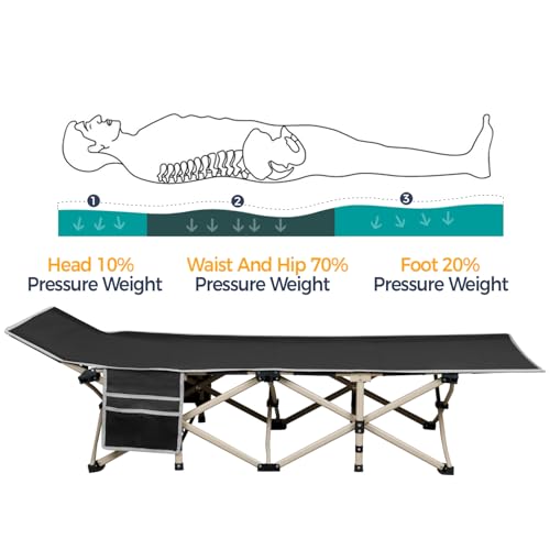 Yaheetech Folding Camping Cot, Portable Military Canvas Sleeping Bed with Carry Bag B4383