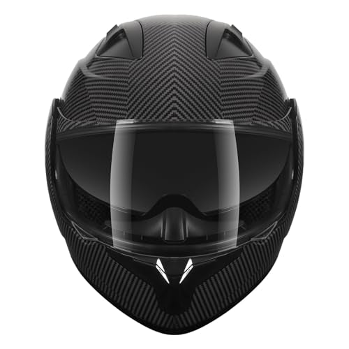 SPARK DOT Modular Flip-Up Dual Visor Motorcycle Helmet (Bright Black, Small) W8778