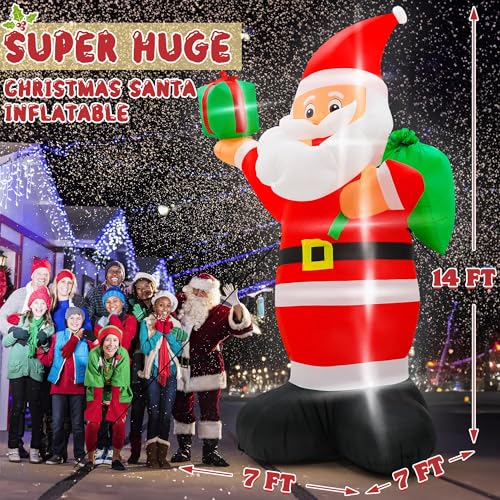 Giant Inflatable Santa Claus with LED Lights Outdoor Christmas Decorations W1618
