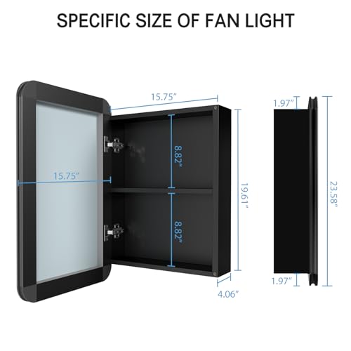 24x16 Inch Black Wall Mounted Bathroom Medicine Cabinet X753