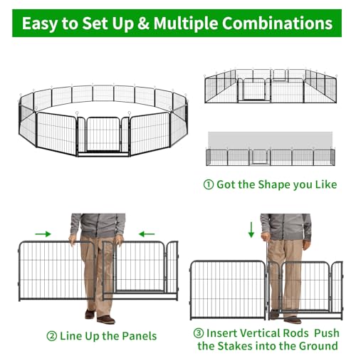 Dog Playpen Outdoor Extra Wide 12 Panels Heavy Duty 40" Height with Doors Portable G77703