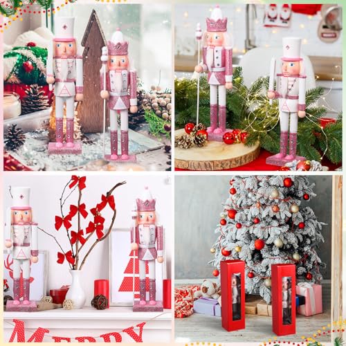 Huwena 2Pcs Christmas Nutcracker Soldier Wooden Figure Decor 12'' Z474