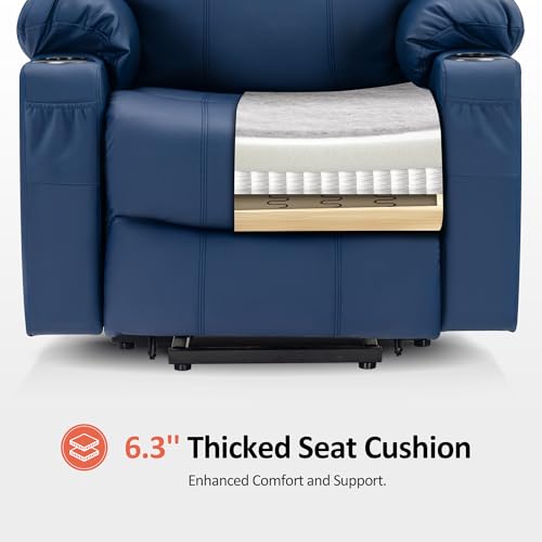 MCombo Power Lift Recliner Chair for Elderly with Heat and Massage, Faux Leather, Black V60394