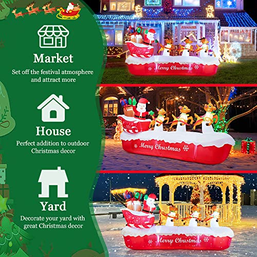 COOLWUFAN 6 FT Christmas Inflatables Santa Claus with Gifts Bag, LED Lights Outdoor Yard Decoration T979