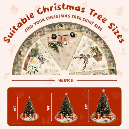 Christmas Tree Skirt 36 Inch with Snowman Reindeer Santa Snowflake L183244