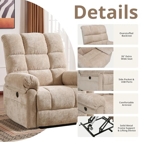 Oversized Power Lift Recliner Chair for Elderly with Massage and Heat T36815