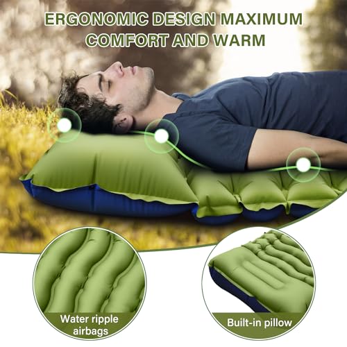 Yuzonc Ultralight Camping Sleeping Pad with Built-in Pillow and Foot Pump H28268