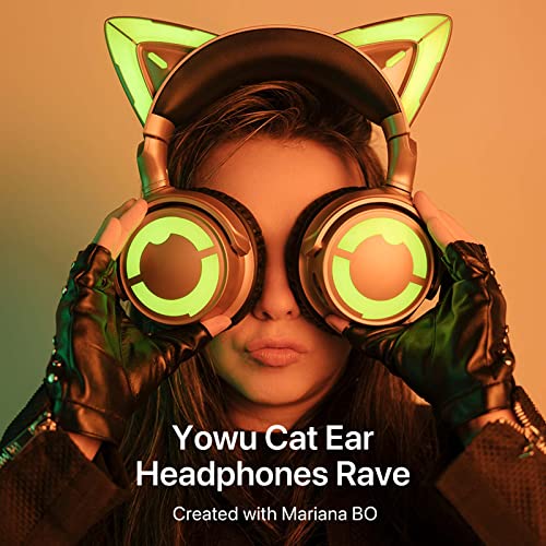 YOWU Cat Ear Headphones 4GS Wireless Bluetooth Noise Cancelling Headset with Mic Q849