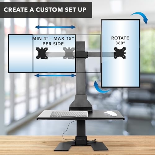 Mount-It! Electric Standing Desk Converter - Motorized Sit-Stand Desk Riser with Monitor Mount, 32" V46023