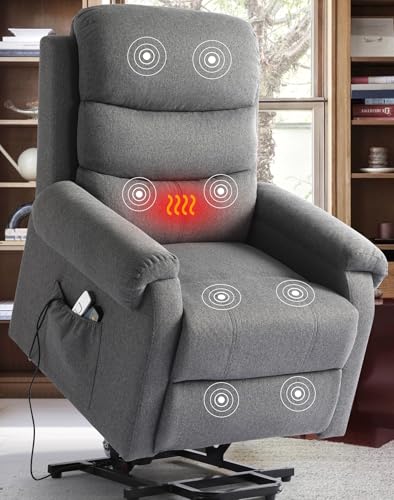 Power Lift Recliner Chair for Elderly with Heat and Massage, Dark Blue Y6453