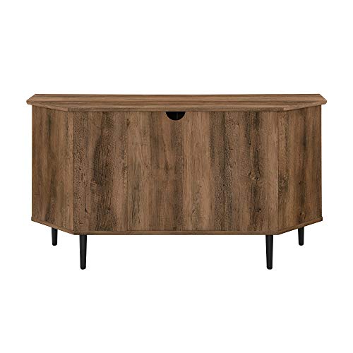 Walker Edison Modern Wood Corner TV Stand with Glass Doors, 48 Inch, Rustic Oak Y4496