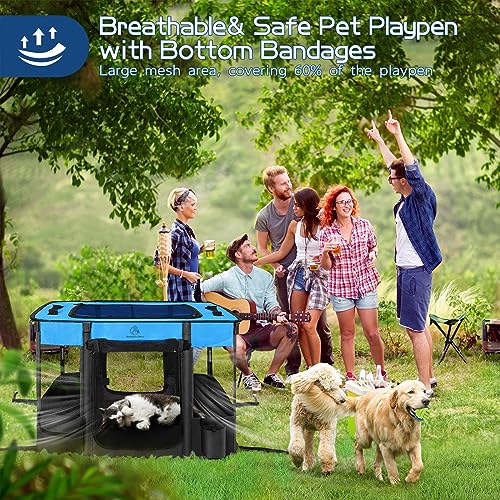 Foldable Dog Cat Playpen with Carrying Case, Water-Resistant, Indoor Outdoor V14642
