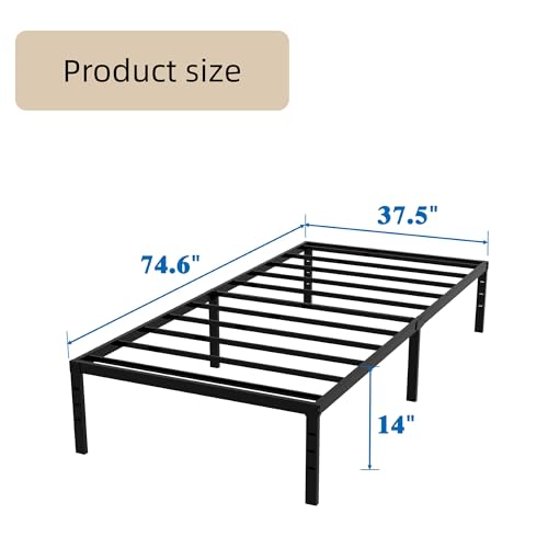 Full Size Metal Platform Bed Frame with Headboard, Black U138819