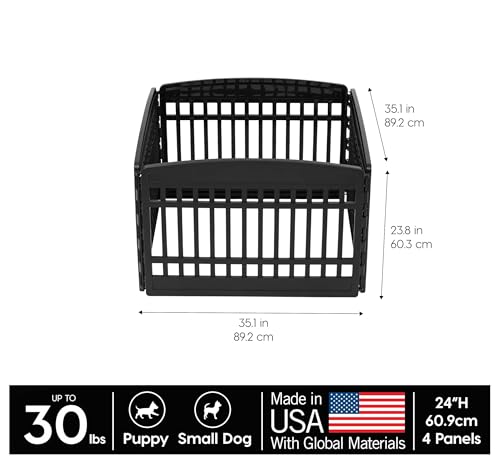 IRIS USA 24" 6-Panel Dog Playpen for Puppies & Small Dogs, Black N28330