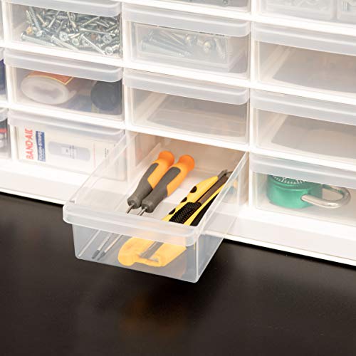IRIS USA Plastic Drawer Storage Organizer, 24-Drawer Cabinet, White L6685