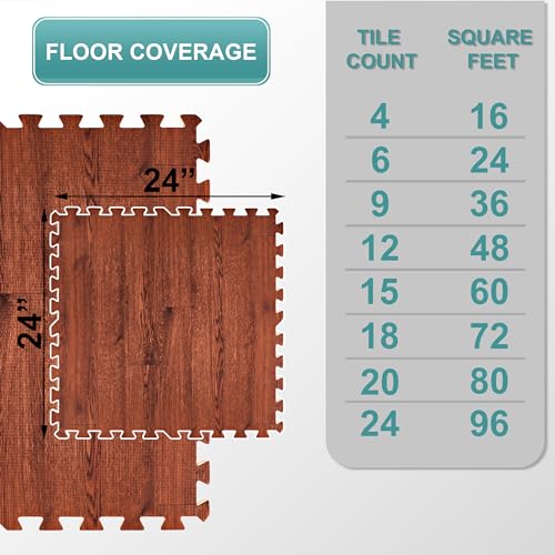 Sorbus Wood Grain EVA Interlocking Floor Mats with Borders J287