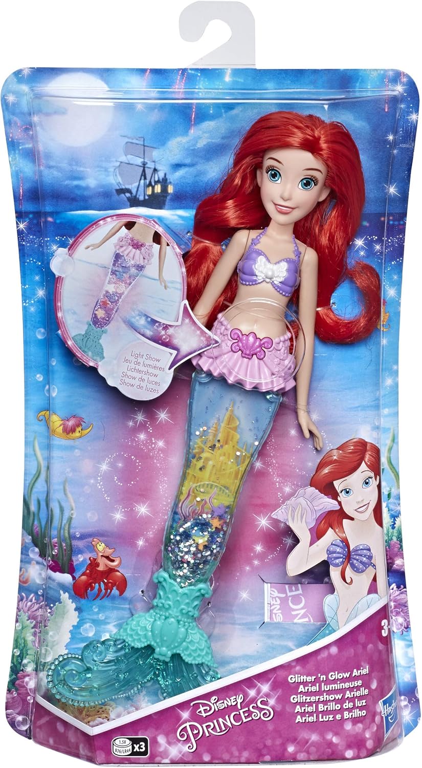 Disney Princess Glitter 'n Glow Ariel Doll with Lights and Mermaid Tail U942077