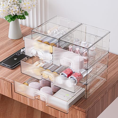 ZHIAI 3 Pack Clear Stackable Acrylic Cosmetic Organizer with Drawers N472