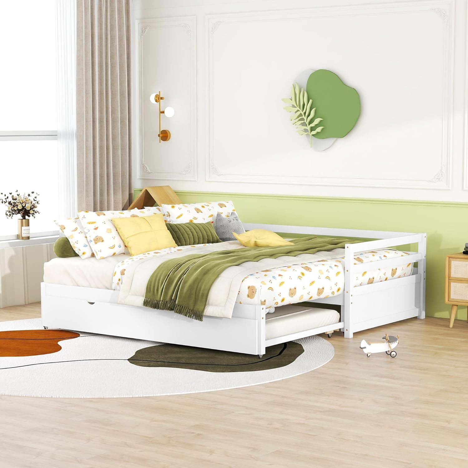 Twin to Double Extendable Daybed with Pull Out Trundle, White O55096