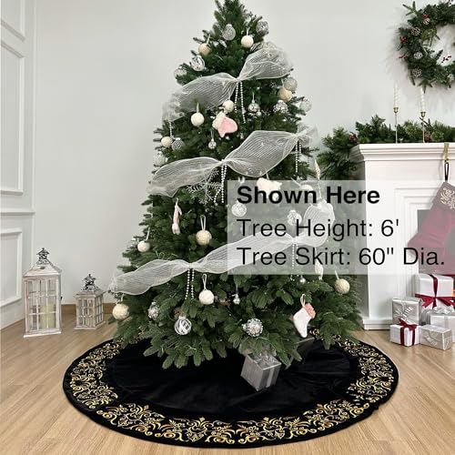 Burgundy Victorian Velvet Christmas Tree Skirt with Gold Damask Embroidery Q6345